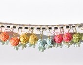 Spring Fabric Pastel Dangle Earrings Blue Satin Pearls Colorful Jewelry Hand Sewn Bridemaids Earrings Emproidery Mothers Day Vintage Wedding
