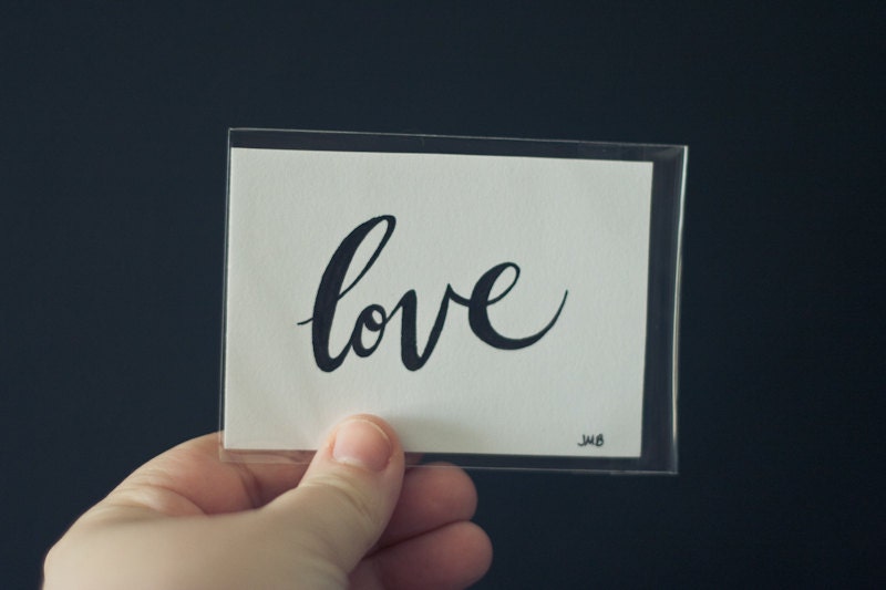 ATC, ACEO, Artist Trading Card, Miniature Art, Love Quote, Wedding Quote, Anniversary Quote, Valentine's Quote, Typography Original