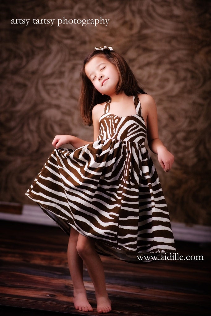Girls Dress Safari Zebra Halter Dress Toddler Spring Summer Boutique Clothing