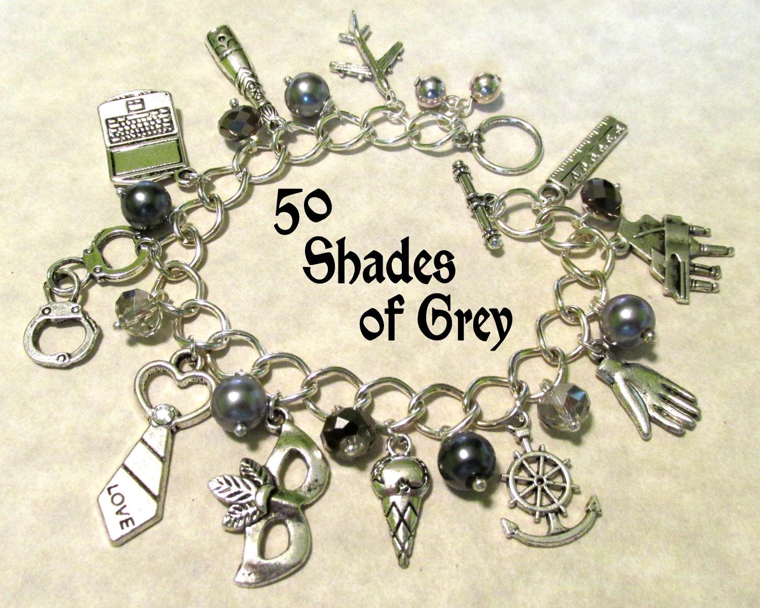 Fifty Shades of Grey Charm Braclet - limited addition - inspired by 50 shades of grey trilogy - 22 charms