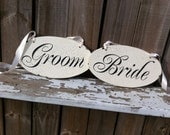 BRIDE / GROOM 7 x 5 Chair Signs WEDDING Signs Hand Painted