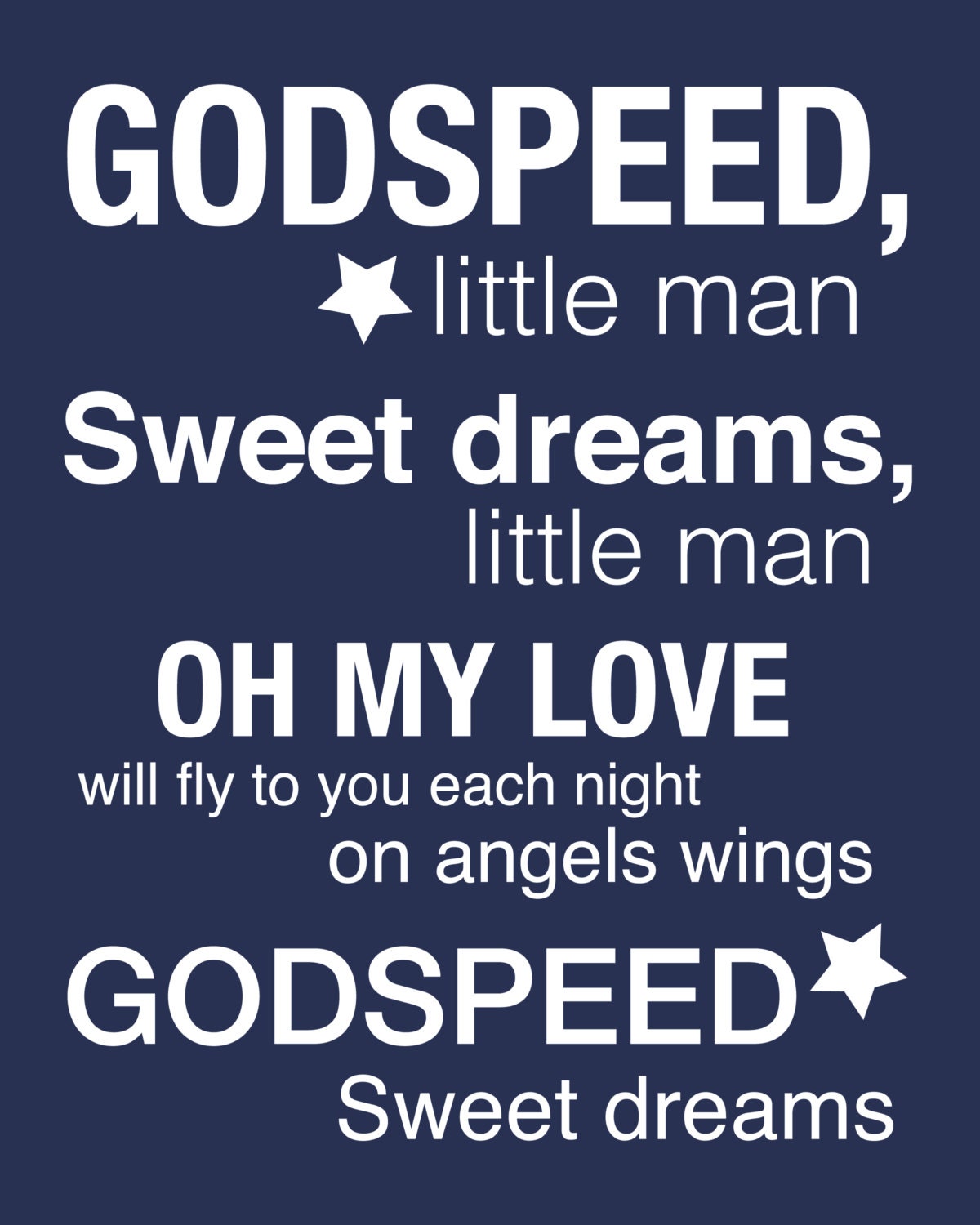 Godspeed (Sweet Dreams) by the Dixie Chicks - Custom Baby Gift - Art for Nursery or Boys Room - 8"x10" Print