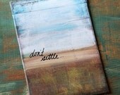 Abstract Painting: "Don't Settle" 5x7 original painting, acrylic, abstract mixed media, inspirational art, baby blue, brown, tan