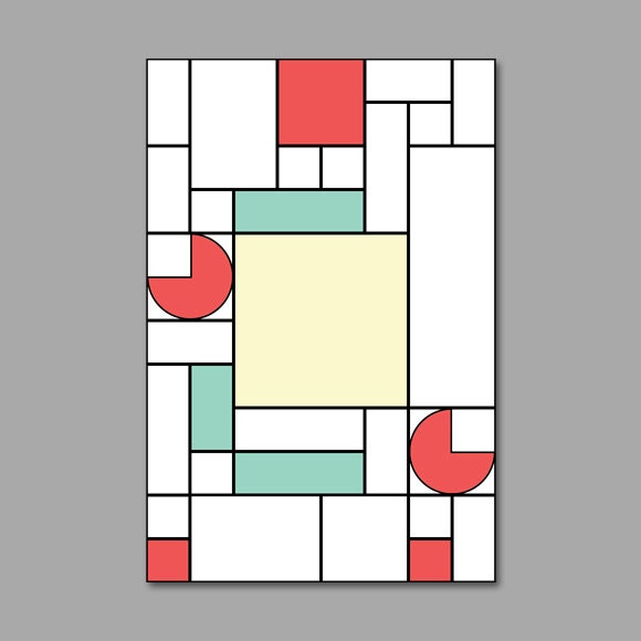 De Stijl Minimalist Futurama Print // Zoidberg Inspired Character Portrait // 12x18 Digital Art Print