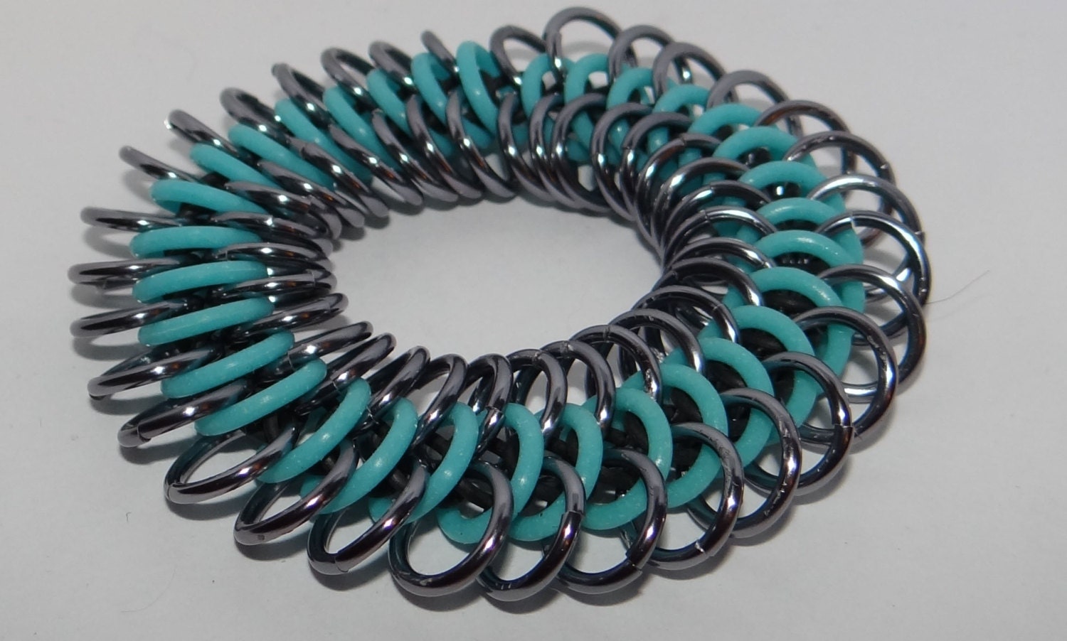 Ice Black and Blue Dragon Scale Chainmail braclet