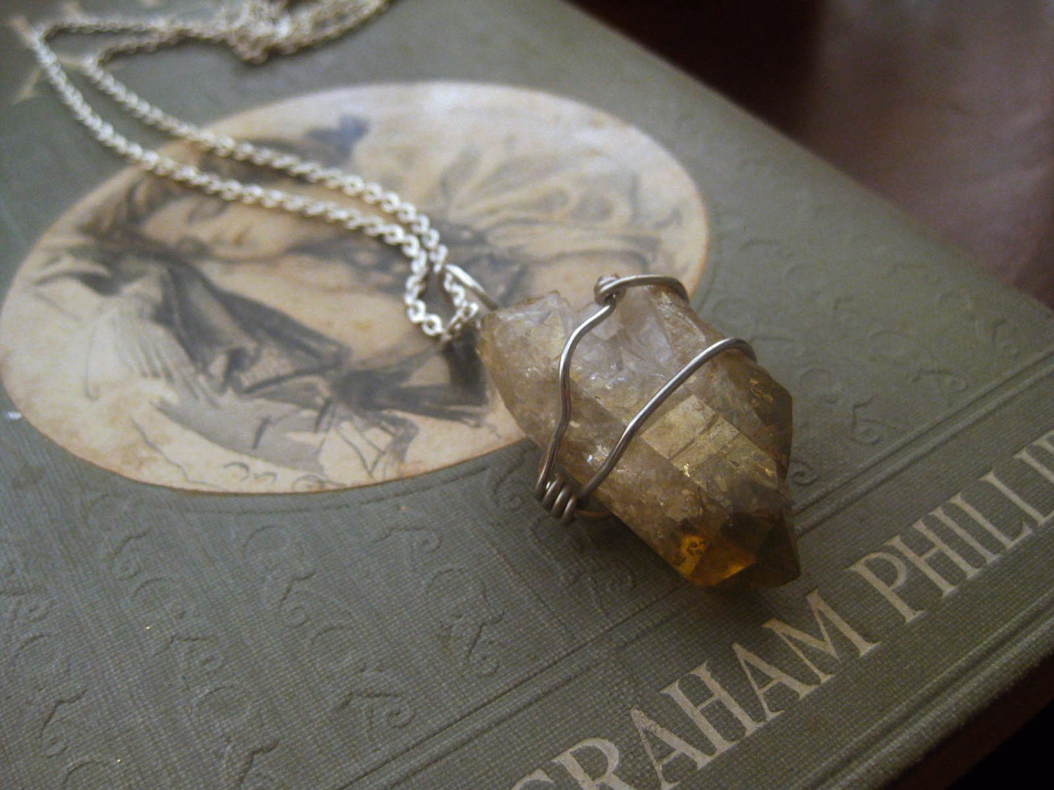 Champagne Aura Quartz Pendant