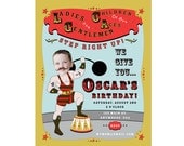 Carnival Circus Strongman Invitation - Printable & Personalized