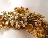 Golden Wedding Headpiece Tiara Pearls Crystals OOAK Tagt Team 123 cc loh ostat socal etsy guild tenx tt cccoe sos steam team madcap lb