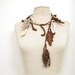 Leaf Lei Lariat Statement Necklace Crochet Embroidery