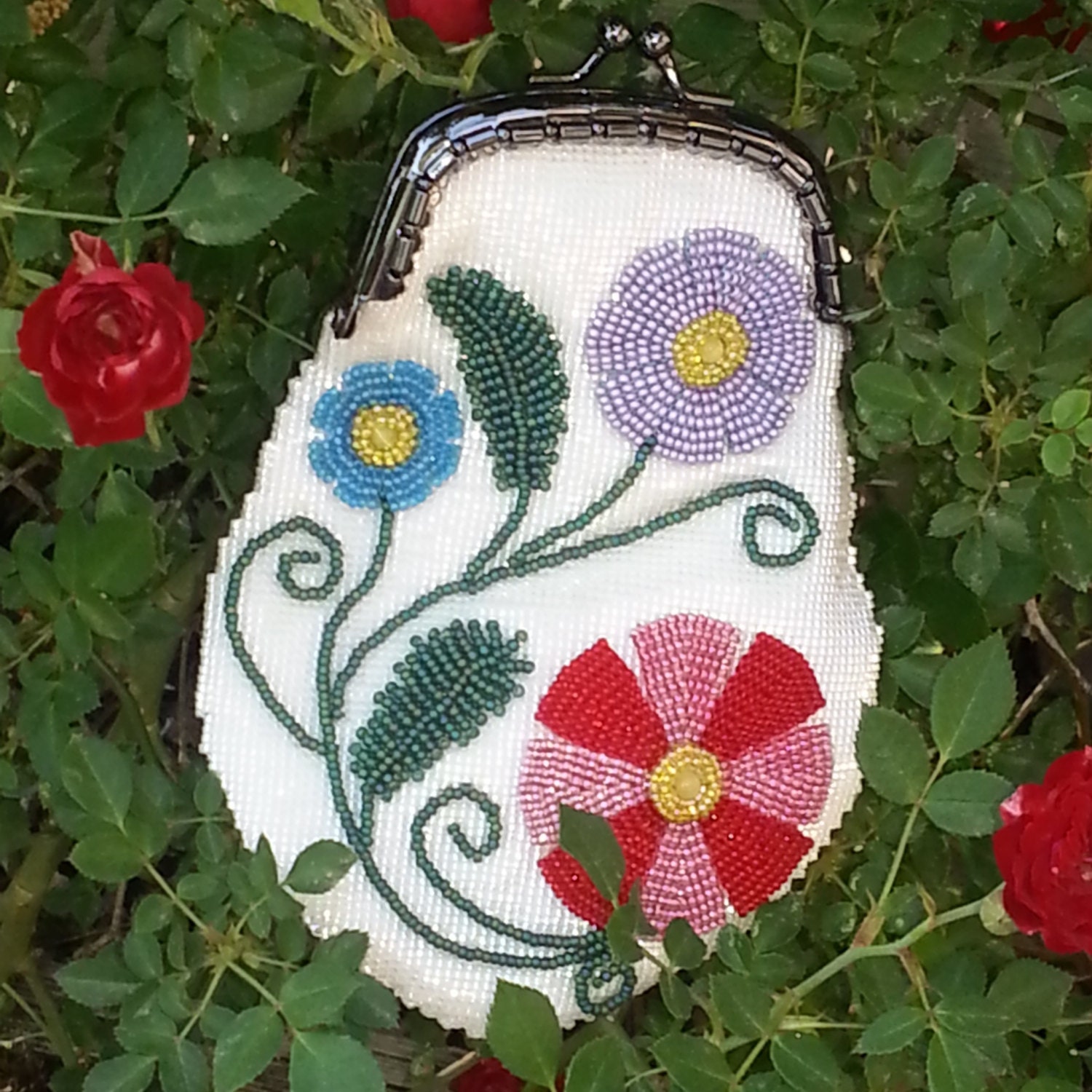 Hungarian Folk Art Beaded Purse  - OOAK