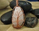 Tree of Life wire wrapped pendant with Quartz Drusy stone