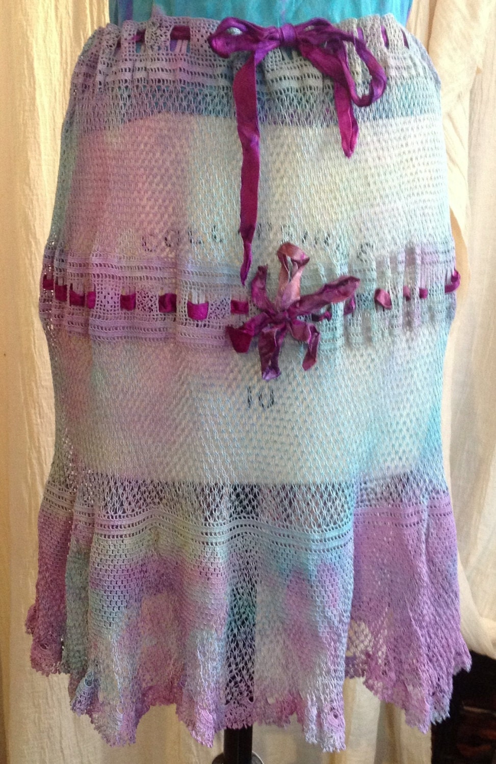 Vintage hand made one of a kind lace and hand dyed skirt