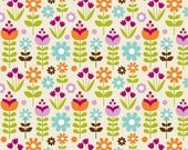 LITTLE MATRYOSHKA Cotton Fabric - Garden in Cream C3314  - Riley Blake - One Yard