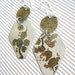 Vintage Tin Earrings-Dangle Earrings-Creamy White and Gold Asian Design-Handmade Sterling Ear wires
