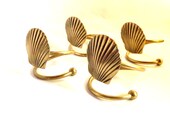 Brass Sea Shell Napkin Ring Holders, Set of 4, Vintage