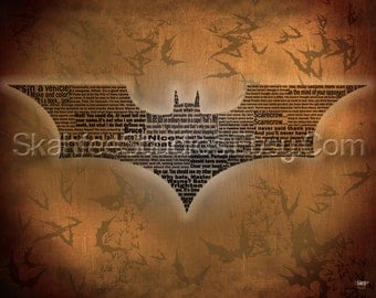 Batman Begins Movie Poster Word Art Print - Print Only