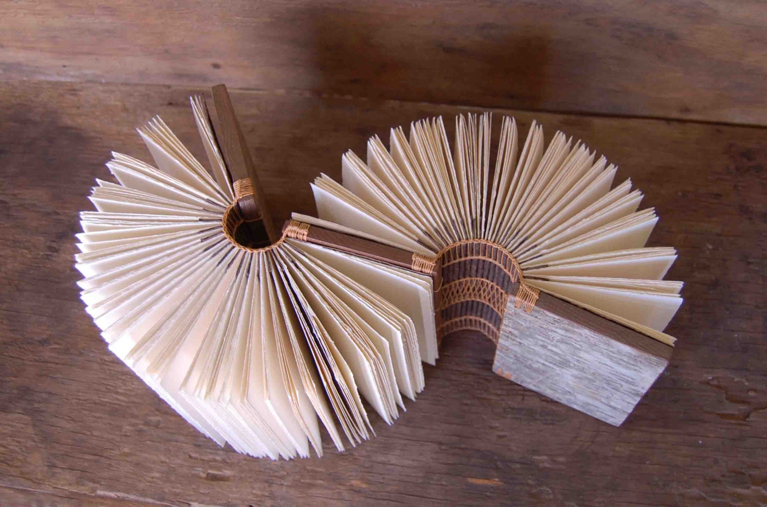 Dos-à-dos - double journal  rustic wood book - birch bark - woodland brown - unique gift - made to order