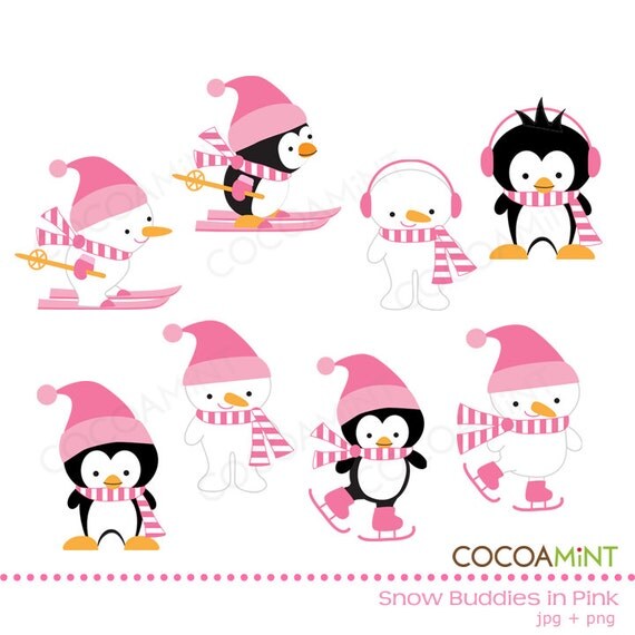 Pink Snow Buddies Clip Art Il_570xn