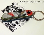 Recycled Skateboard Keychain No.183 - "Popsicle Stick" shape