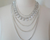 Silver Shimmer Rhinestone Statement Necklace