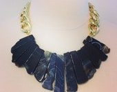 Black Agate Bib Statement Necklace
