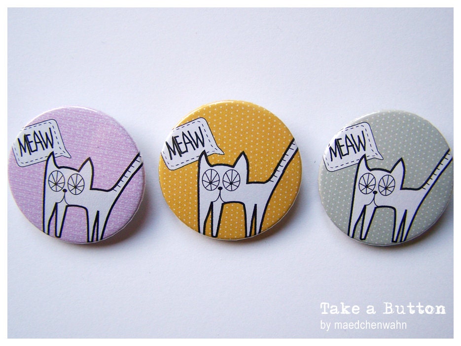 MEAW CAT pin back button, 38mm