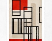 STRUCTURES 1 (Black, red, beige) . Large geometric print 11.70 x 16.50 (A3). (Special spring offer: Get a geometric poster for free)