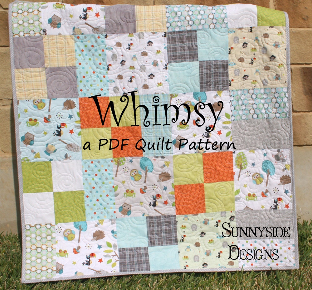 PDF Quilt Pattern Whimsy Layer Cake Baby Quilt and Throw Simple Fast