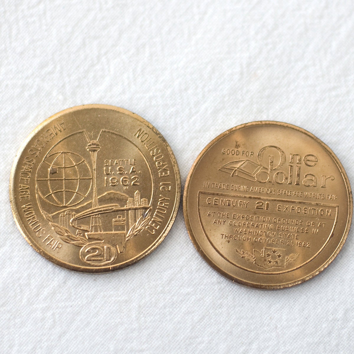 2 Vintage Seattle Worlds Fair Coins