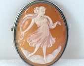 Vintage Shell Cameo Pendant Pin Combo