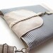 15 inch  MacBook or Laptop sleeve / Laptop bag, with attachable strap and braided string flap -Navy stripe denim, Design by BagyBags