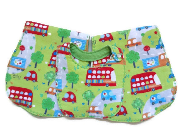 My City Vehicle Themed Boutique Baby Boy Bib & Burp Cloths Set