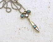 Turquoie Necklace - Sterling Silver & 14k Solid Gold Pendant Necklace