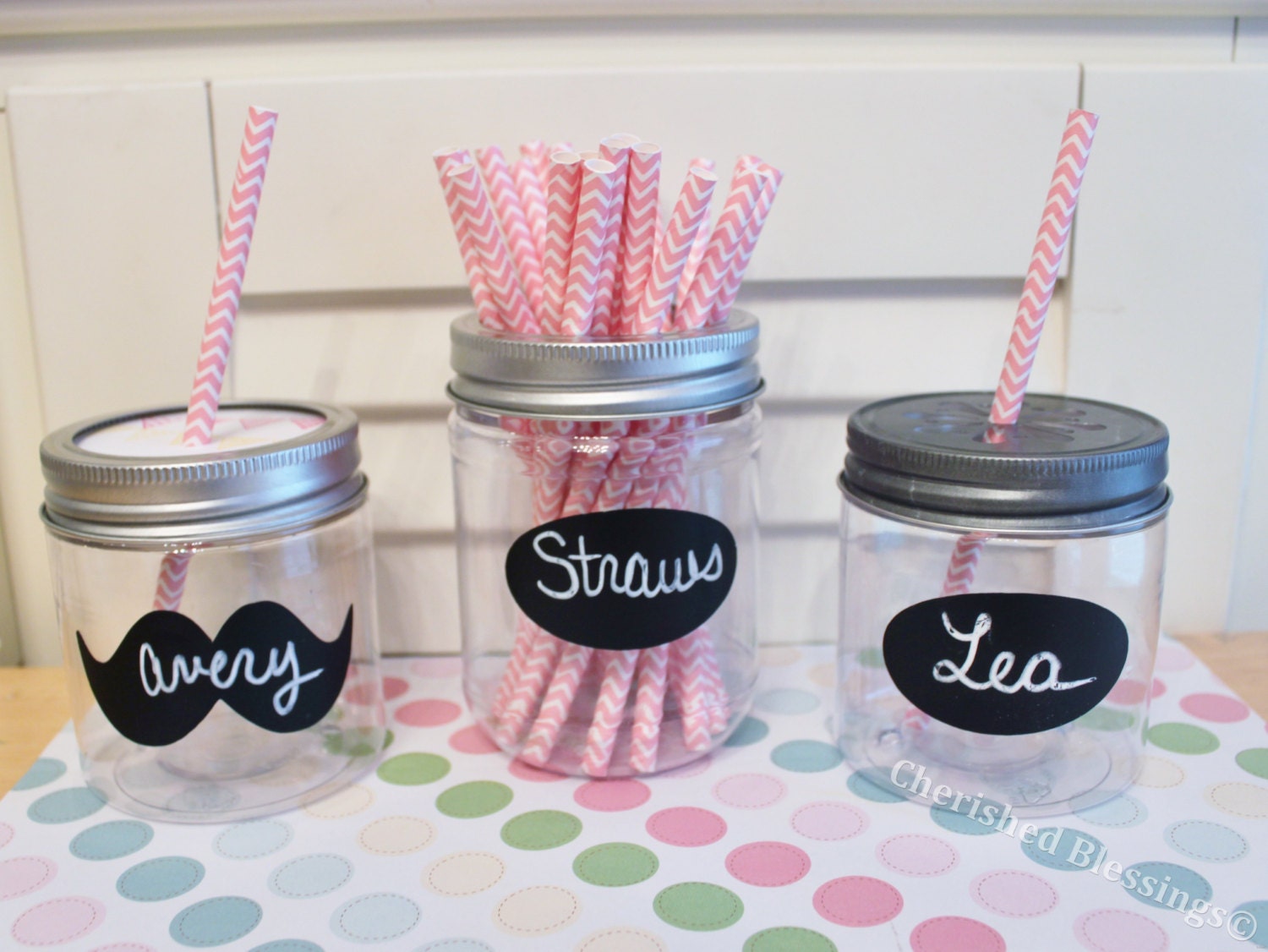 25 Pink Chevron Striped Paper Straws SHORT COCKTAIL 5.75in Vintage Style Carnival Wedding Birthday Bridal Baby Shower W/ Printable Flags Il_170x135