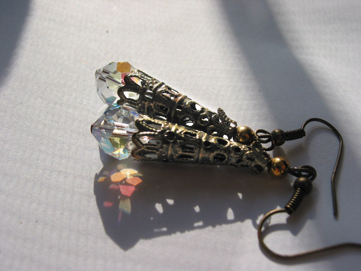 Vintage Style Crystal Filligree earrings