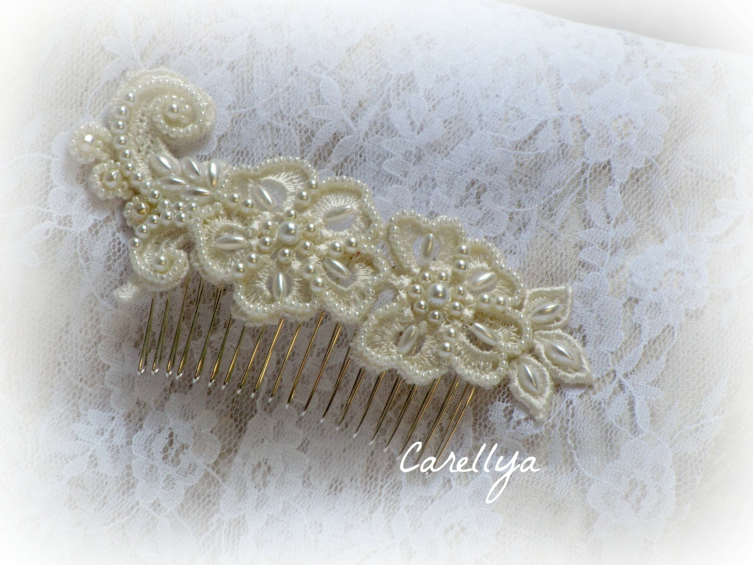 Vintage Lace Hair Comb - Wedding Hair Accessories - Bridal Lace Head Piece