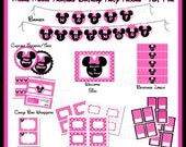 INSTANT DOWNLOAD - 50% off - DIY  Printable Minnie Mouse Inspired  Birthday Party Package  - Hot Pink polka dots