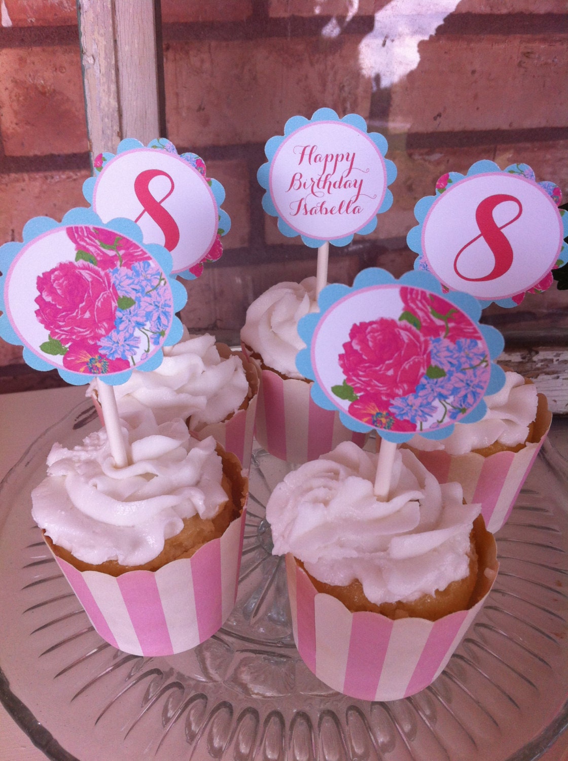 Shabby Chic Happy Birthday Cupcake Toppers Il_170x135