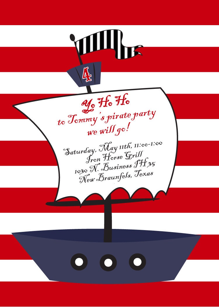 Pirate Party Invitation set of 20 with red paper envelope Il_170x135