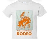 Kids Baby Toddler Boy, Girl PERSONALIZED T-shirt Onesie - Vintage Rodeo - Birthday Shirt, Cowboy, Cowgirl Party