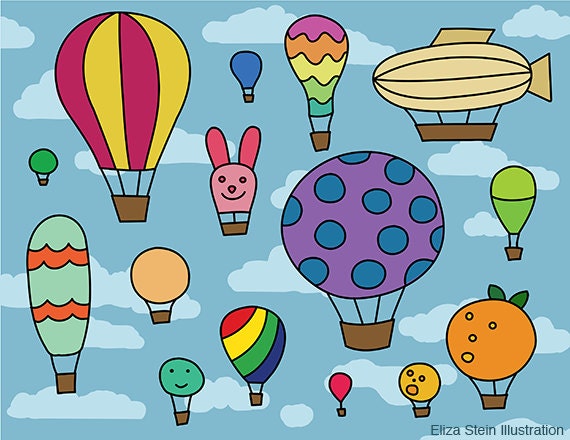 Art Print, Hot Air Balloons, 8.5 x 11, Children, Kids Room, Nursery