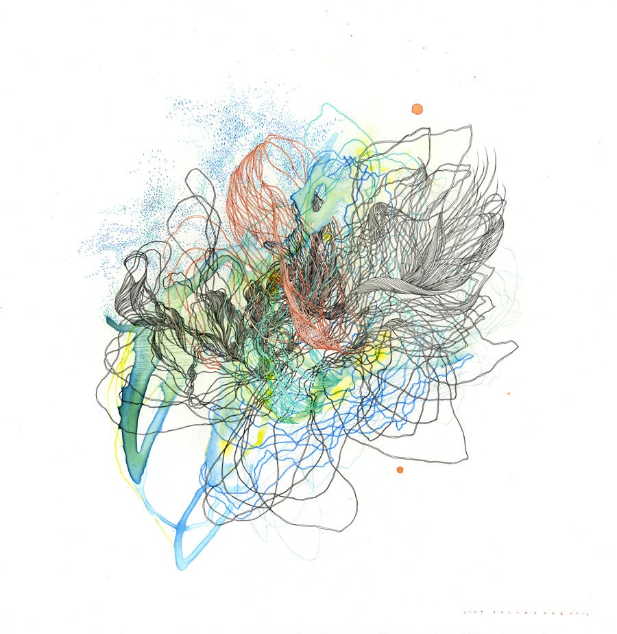 MED. SIZE - The land is a clock and time is the sea and light flows from everything in long angles - Giclee print - 11" x 11"