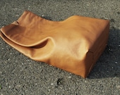 Brown Bag It -  READY to SHIP Tan Brown Leather lunch bag clutch handbag tote