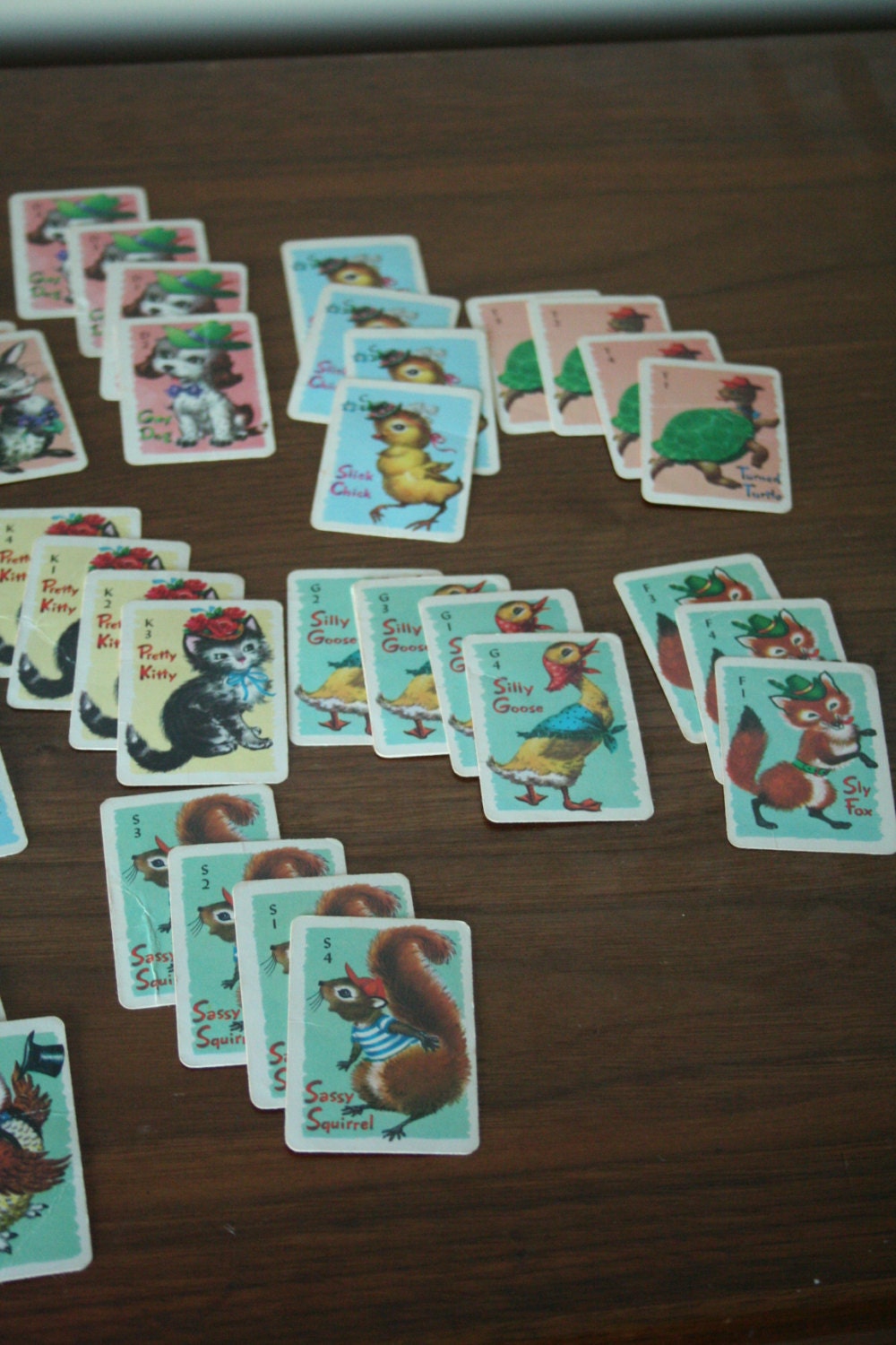 46 Vintage Miniature Animal Rummy Card Game - Playing Cards Set with Original Case