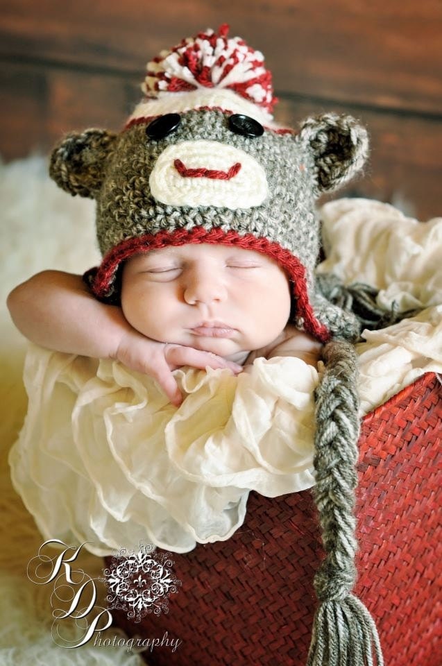 Newborn Sock Monkey Set with Colored Ties