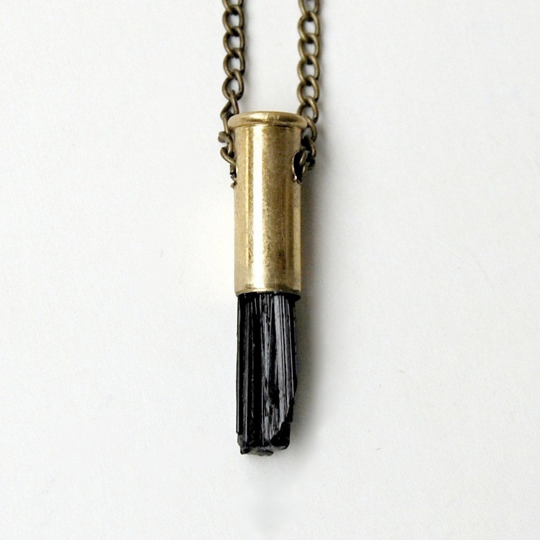 TAYGETE black tourmaline bullet crystal necklace