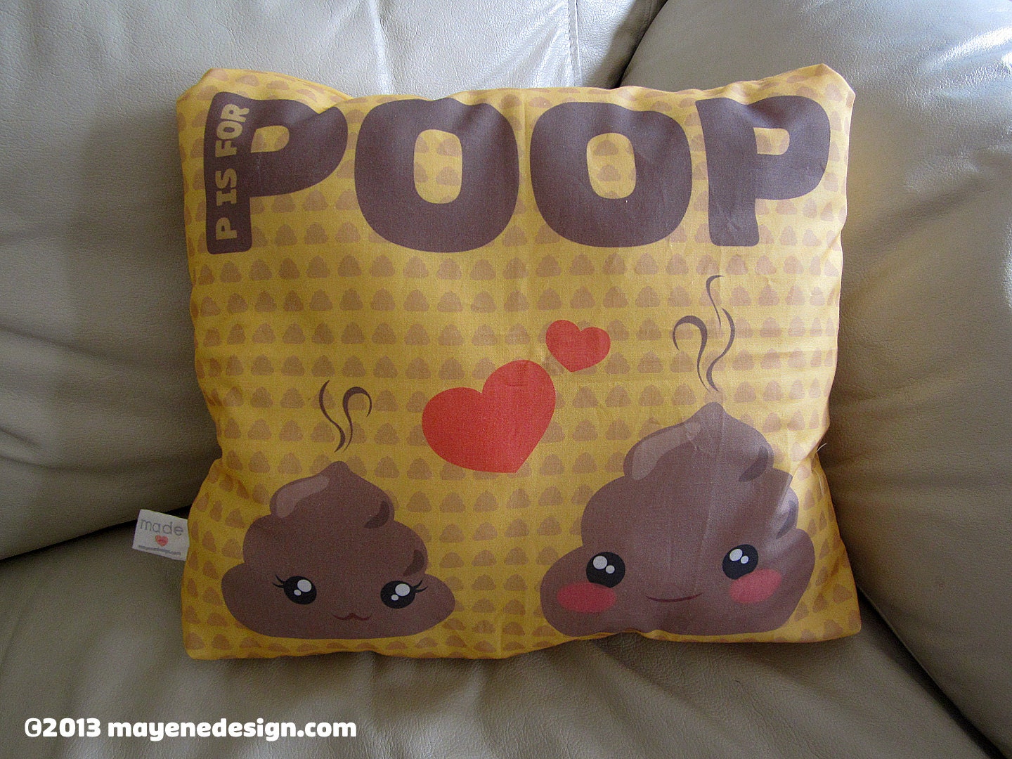 p is for poop large pillow