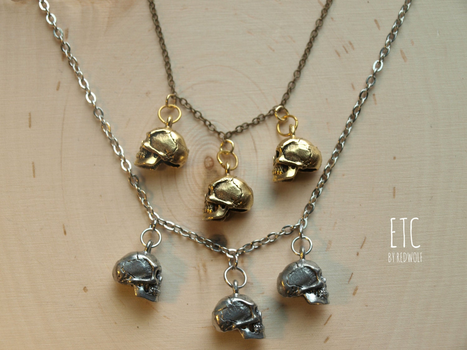 SALE Skulls Trio Necklace