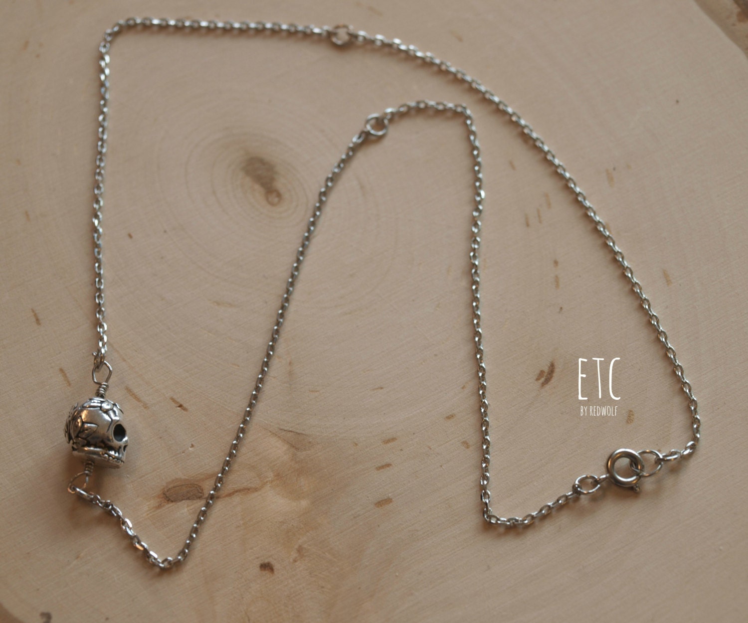 Silver Day of the Dead Skull Necklace