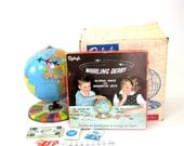 Vintage World Globe c1964 Jet Age Whirling Derby Game by Replogle w/Original Box
